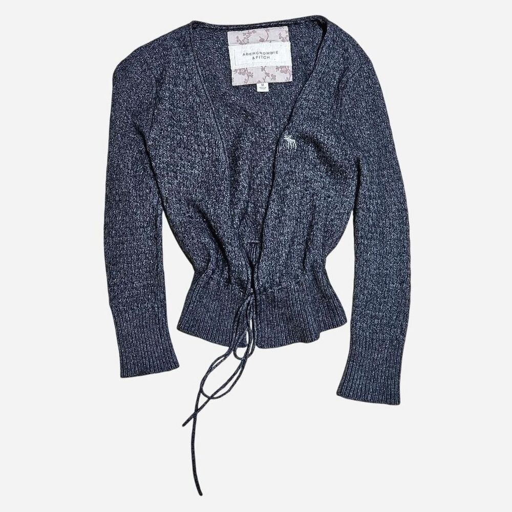 y2k grunge coquette gray abercrombie cardigan